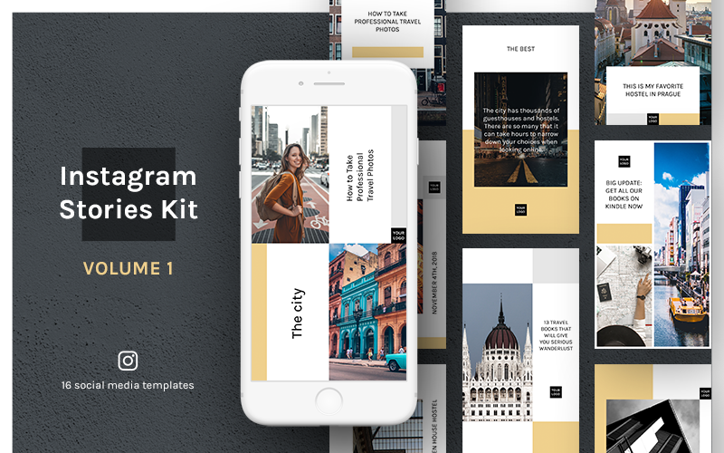 Download Шаблон для соцсетей "Instagram Stories Kit (Vol.1) Social Media Template" / Instagram Stories Kit (Vol.1) Social Media Template - Шаблон для соцсетей на тему графика social blog post instagram stories fashion luxury trendy travel blogger promotion beauty modern business