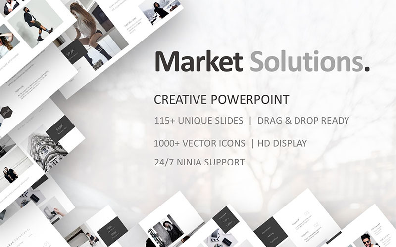 Modèle PowerPoint de solutions de marché