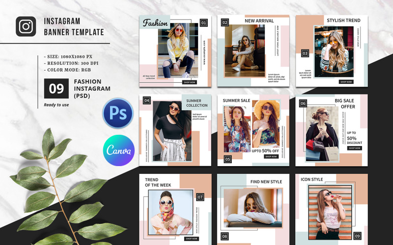 Modelo de mídia social promocional de moda para Instagram