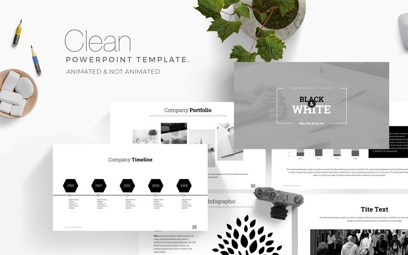 Modelo de PowerPoint em preto e branco