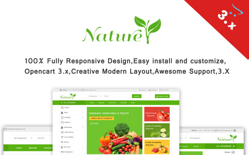 шаблон opencart organic &amp; farm food