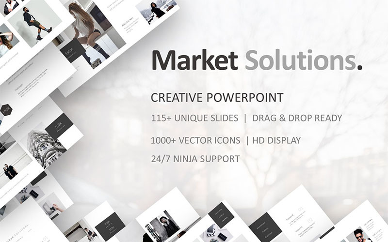 Plantilla de PowerPoint - soluciones de mercado