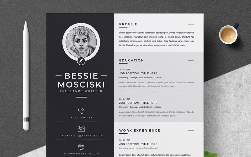 Download Резюме "Princess Resume Template" / Princess Resume Template - Резюме на тему графика 1 page cv resume 2 3 apple clean cover letter curriculum vitae template illustrator eps mac pages microsoft word minimal