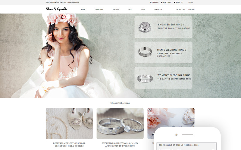 Shine & Sparkle - Jewelry Multipage Stylish Shopify Teması