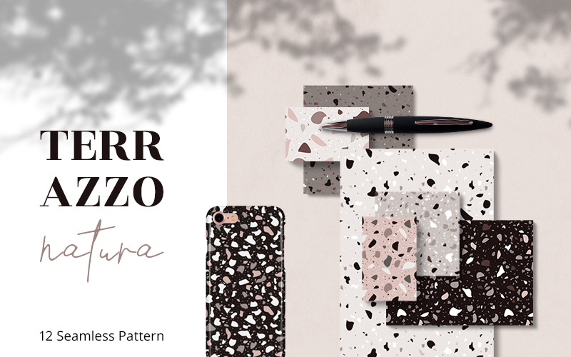 Download Pattern "Terazzo Natura Seamless Pattern" / Terazzo Natura Seamless Pattern - Pattern на тему графика terrazzo pattern patterns seamless granite natural stone marble background vector minimalist minimalism abstract tile