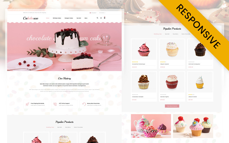 Cakehouse - Modello reattivo OpenCart del negozio di torte
