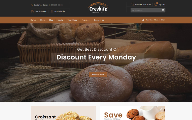 пекарня и шоколадный магазин woocommerce тема
