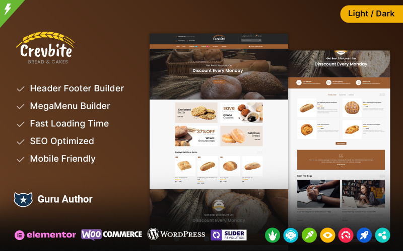 Crevbite - Fırın ve Çikolata Mağazası WooCommerce Teması