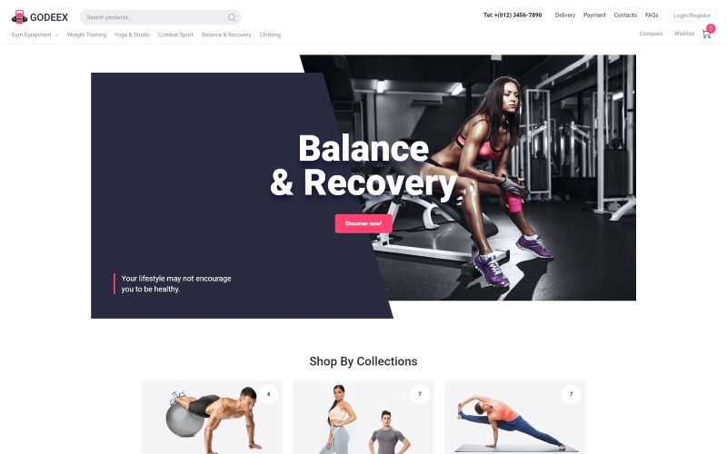 Godeex - Sportuitrusting E-commerce Modern Elementor WooCommerce-thema
