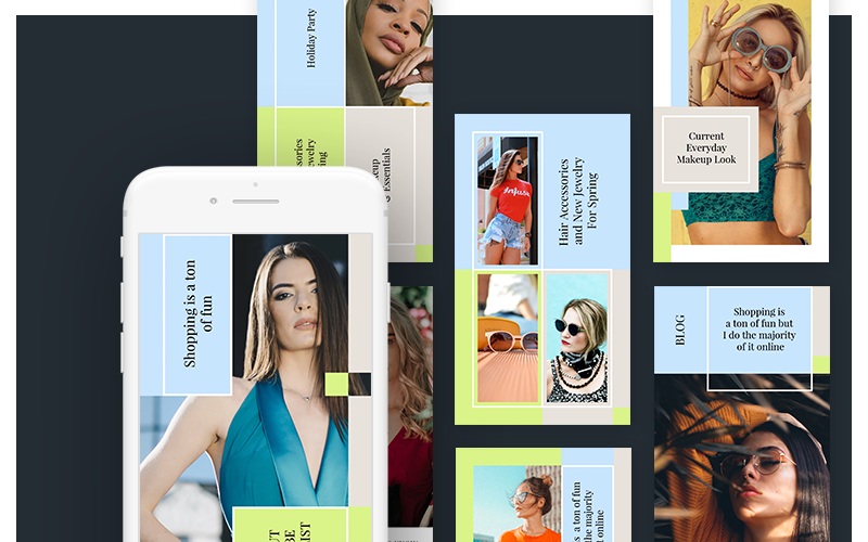 Download Шаблон для соцсетей "Instagram Stories Kit (Vol.7) Social Media Template" / Instagram Stories Kit (Vol.7) Social Media Template - Шаблон для соцсетей на тему графика social media blog post instagram stories story fashion trendy travel promotion