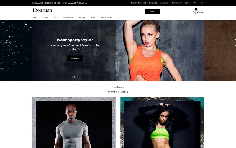 спортивный магазин электронная коммерция современный шаблон opencart