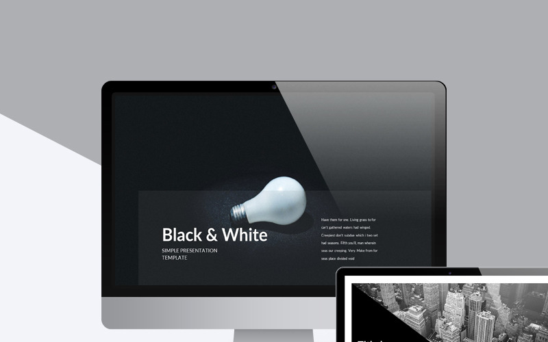 Modelo de PowerPoint em preto e branco
