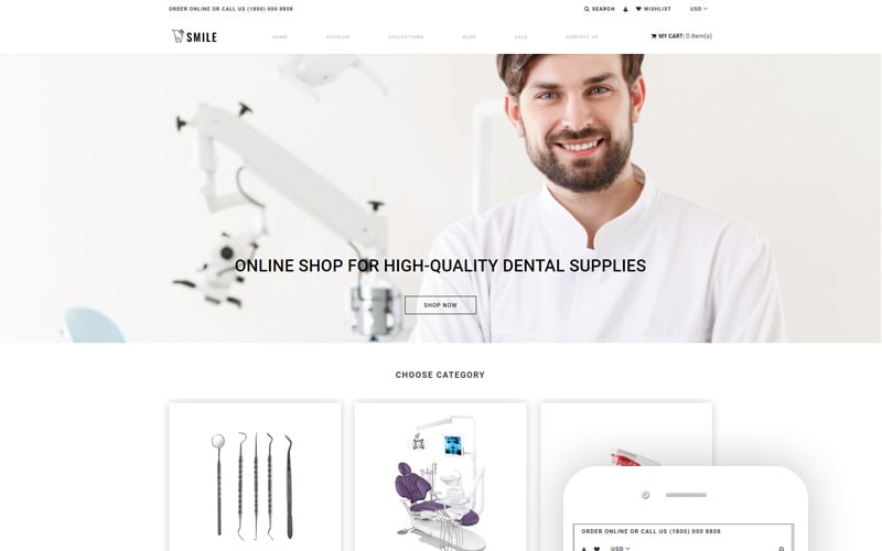 Smile - Tema limpio de Shopify para comercio electrónico de odontología