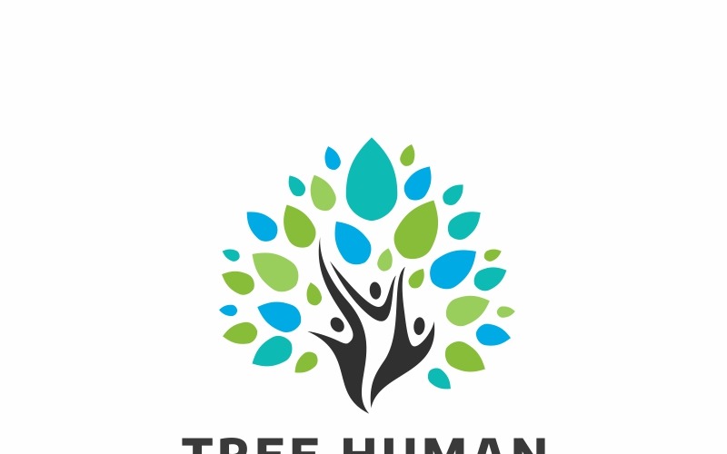 Download Шаблон логотипа "Tree Human Logo Template" / Tree Human Logo Template - Шаблон логотипа на тему графика brand branding business company cosmetic eco fitness green growing happy healing heath human identity learning logo love medical nature organic