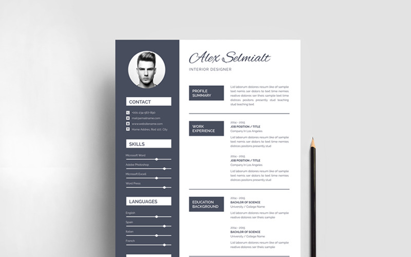 Download Резюме "Alex Selmialt Resume Template" / Alex Selmialt Resume Template - Резюме на тему графика resume cv clean creative word infographic modern professional student mac pages manager template bankers doctors job seekers