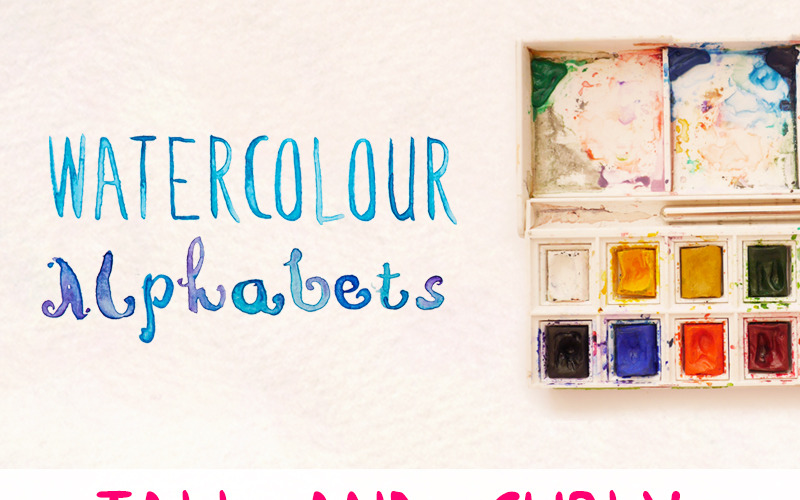 2 Alfabeti dipinti a mano - Script di pennelli di Photoshop - Illustrazione