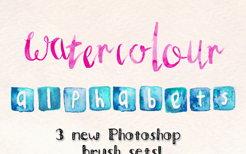 3 alfabeti pennello Photoshop dipinti a mano - illustrazione