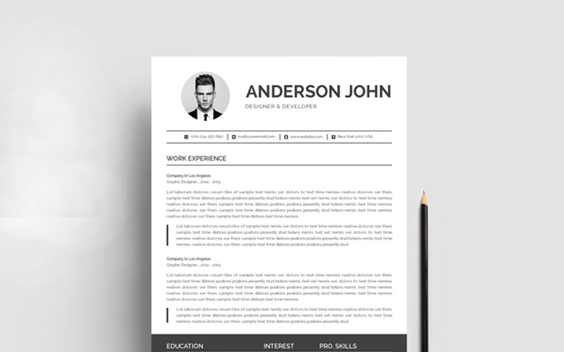 Download Резюме "Anderson John Resume Template" / Anderson John Resume Template - Резюме на тему графика resume cv clean creative word infographic modern professional student mac pages manager template bankers doctors job seekers