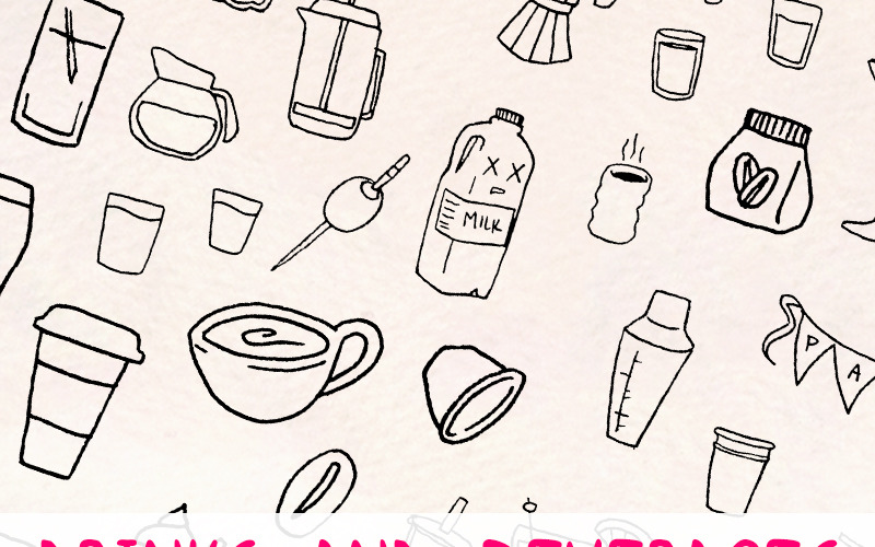 Download Иллюстрация "81 Beverage and Drink - Illustration" / 81 Beverage and Drink - Illustration - Иллюстрация на тему графика graphics blog illustration vector commercial use hand drawn website etsy seller shop drinks clip art drinking beverage soda