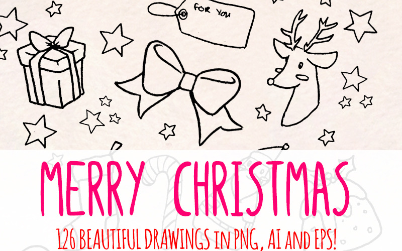 Download Иллюстрация "125 Christmas Holiday - Illustration" / 125 Christmas Holiday - Illustration - Иллюстрация на тему графика graphics blog illustration vector commercial use hand drawn website christmas clip art holiday digital download kit