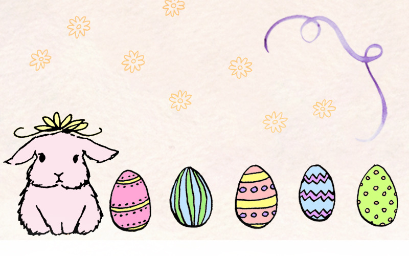 96 Conejito y Huevo de Pascua - Ilustración