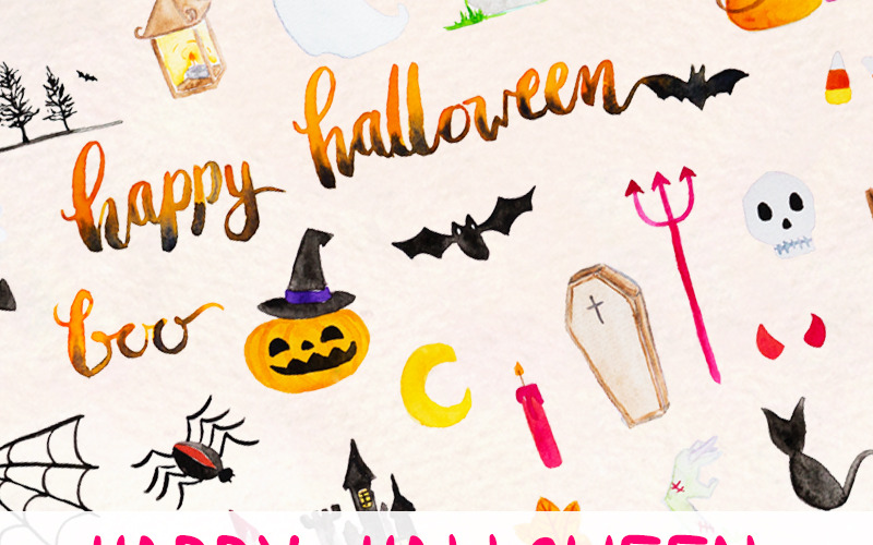 42 Elementos assustadores de Halloween - ilustração