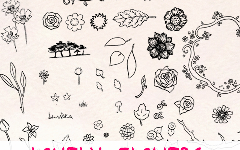 Download Иллюстрация "130 Floral Natural - Illustration" / 130 Floral Natural - Illustration - Иллюстрация на тему графика graphics blog illustration vector commercial use hand drawn website etsy seller shop flower clip art floral download