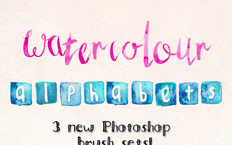 3 handbeschilderde Photoshop-penseelalfabetten - illustratie