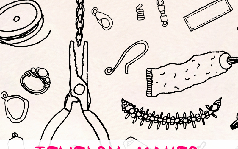 Download Иллюстрация "141 Jewellery Making Craft Shop - Illustration" / 141 Jewellery Making Craft Shop - Illustration - Иллюстрация на тему графика graphics blog illustration vector commercial use hand drawn website jewelry clip art jewellery etsy seller shop diy business card