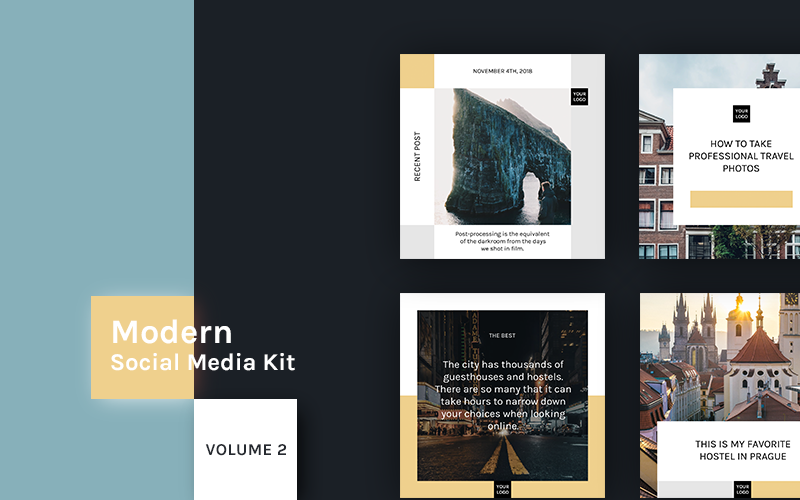 Download Шаблон для соцсетей "Modern  Kit (Vol. 2) Social Media Template" / Modern  Kit (Vol. 2) Social Media Template - Шаблон для соцсетей на тему графика social blog post hygge scandinavian trendy modern facebook instagram lifestyle visual quote media promotion stylish presentation minimal photography magazine template
