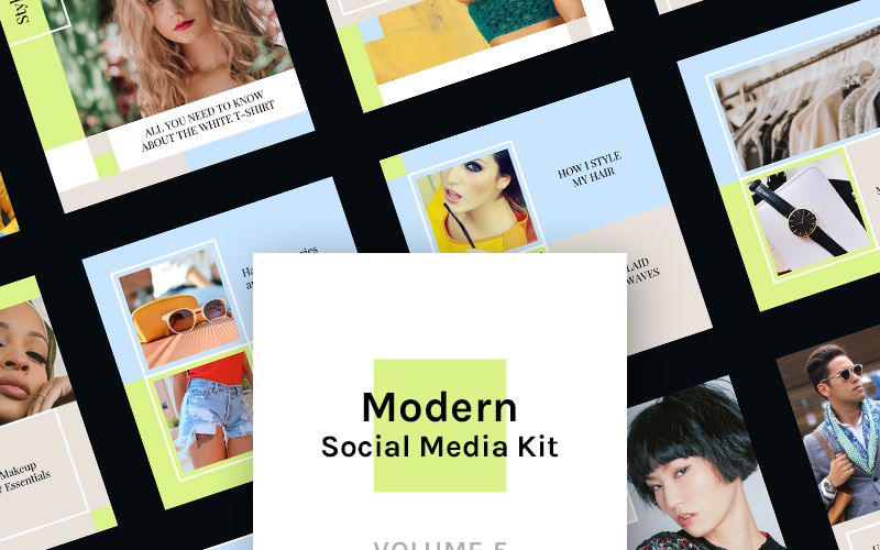Download Шаблон для соцсетей "Modern  Kit (Vol. 5) Social Media Template" / Modern  Kit (Vol. 5) Social Media Template - Шаблон для соцсетей на тему графика social blog post hygge scandinavian trendy modern facebook instagram lifestyle visual quote media promotion stylish presentation minimal photography magazine template