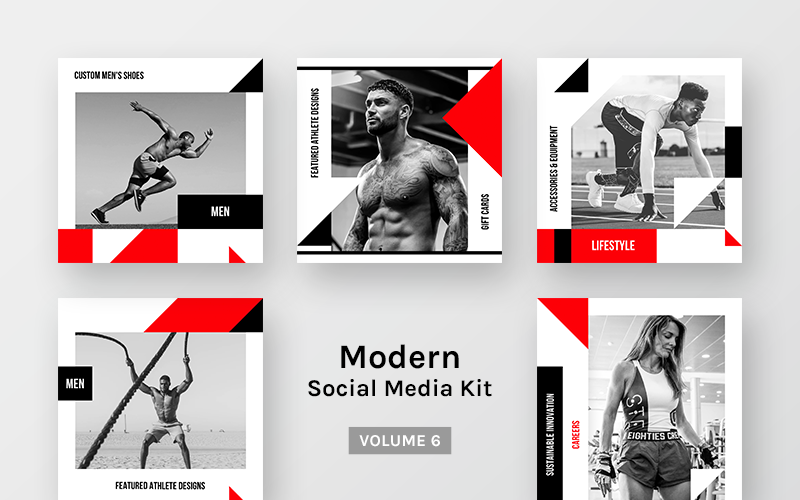 Download Шаблон для соцсетей "Modern  Kit (Vol. 6) Social Media Template" / Modern  Kit (Vol. 6) Social Media Template - Шаблон для соцсетей на тему графика social blog post hygge scandinavian trendy modern facebook instagram lifestyle visual media promotion stylish presentation photography magazine sport gym training