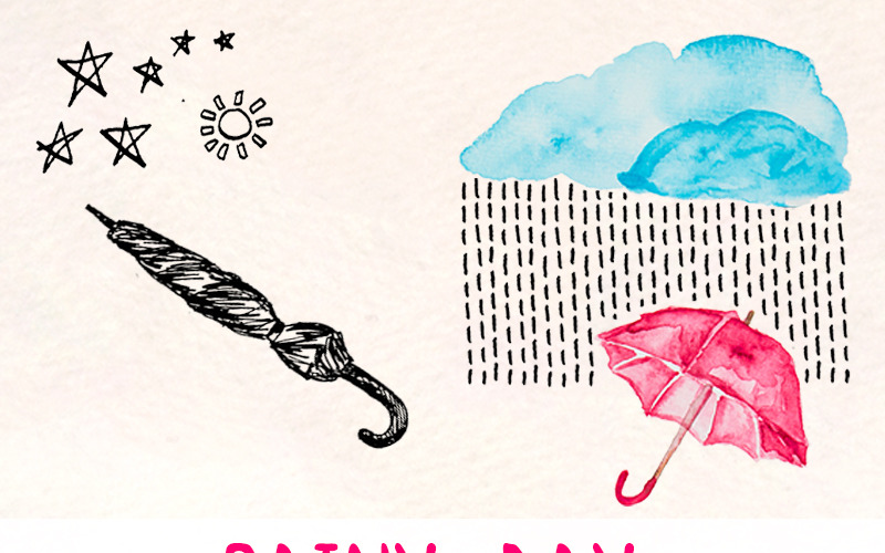 86 Rain Themed Graphics Elements - Illustration