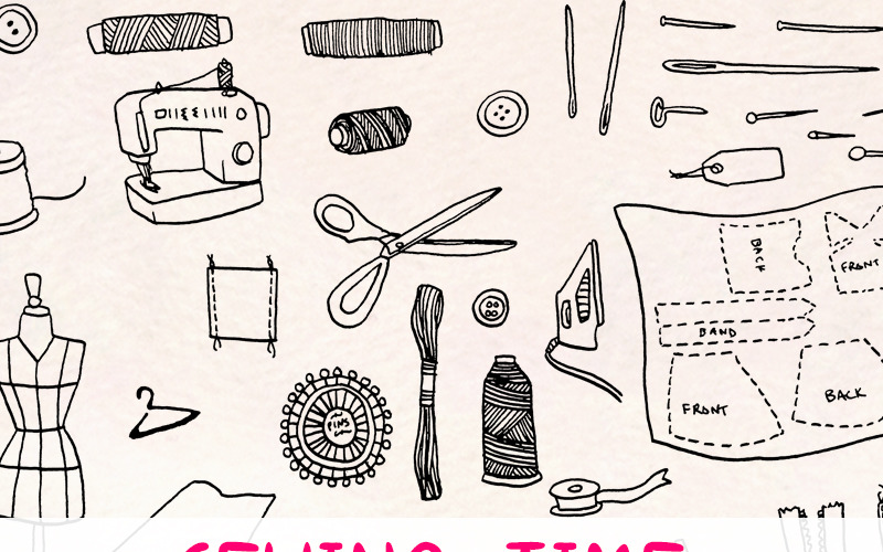 Download Иллюстрация "92 Sewing, Stitching and Fashion - Illustration" / 92 Sewing, Stitching and Fashion - Illustration - Иллюстрация на тему графика graphics blog illustration vector commercial use hand drawn website sewing shop clip art seamstress etsy digital download