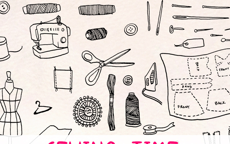92 Sömnad, söm och mode - Illustration