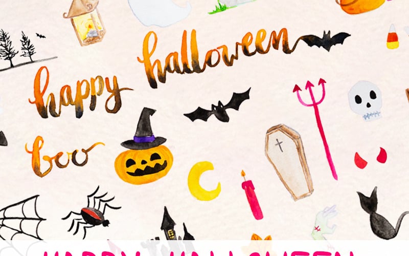 42 strašidelných Halloweenových prvků - ilustrace