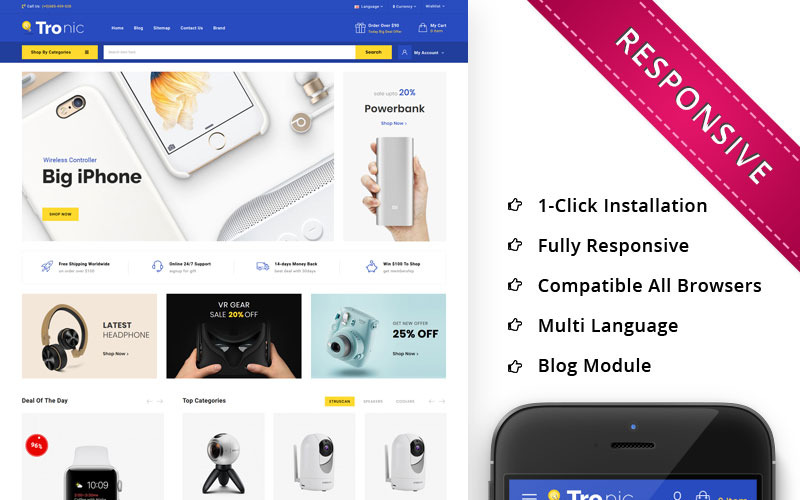 Tronic - Адаптивный OpenCart шаблон электронного магазина