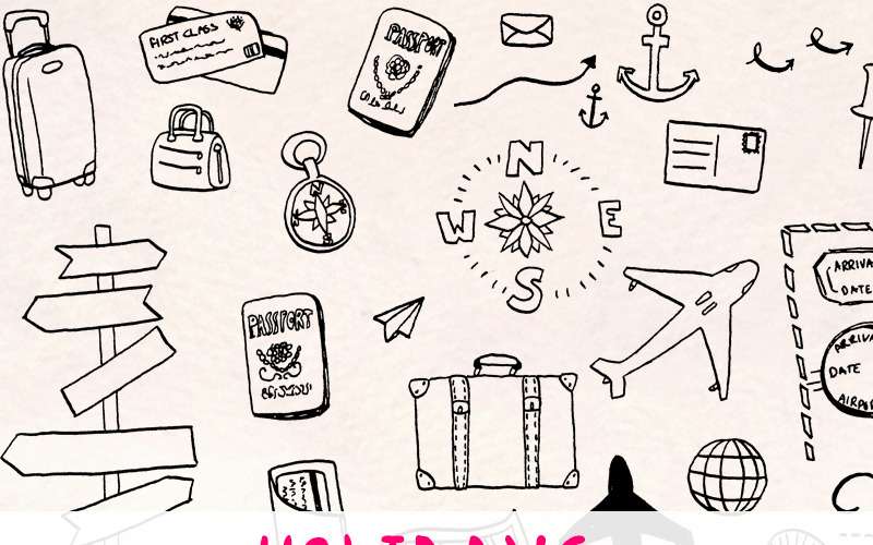 64 Vacanze e viaggi a tema - Illustrazione