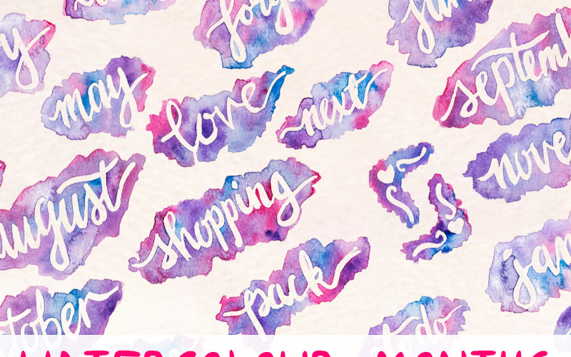 Download Иллюстрация "21 Watercolor Month Markers - Illustration" / 21 Watercolor Month Markers - Illustration - Иллюстрация на тему графика watercolour watercolor painting blog graphics clip art commercial use splash months month markers dividers page titles