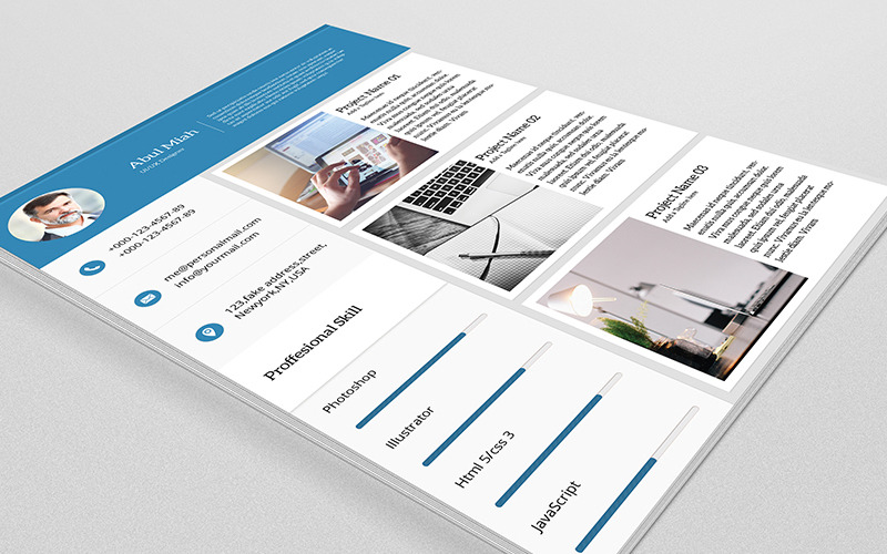 Download Резюме "Abul Miah Portfolio Resume Template" / Abul Miah Portfolio Resume Template - Резюме на тему графика resume cv template design premade color biodata portfolio designer psd office job clean minimal professional