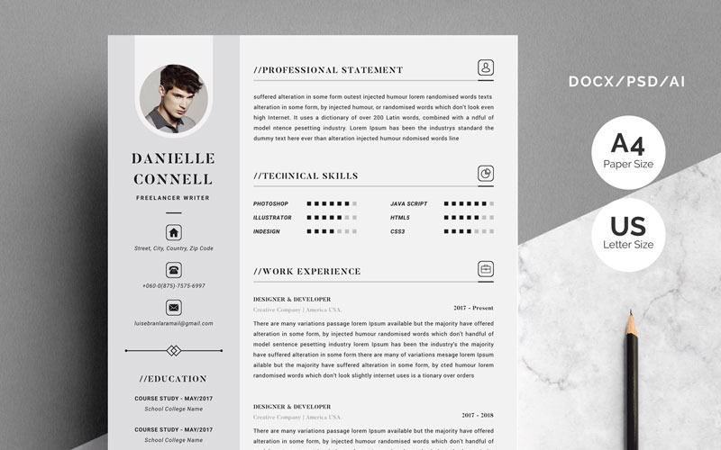 Danielle Connell - CV-sjabloon van 4 pagina's