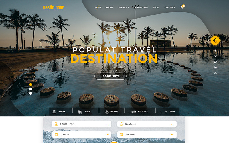 Download PSD шаблон "DestinDoor PSD Template" / DestinDoor PSD Template - PSD шаблон на тему путеводитель tour travel vacation packages flight booking hotel agency tourism trip accommodations business holiday tourist travelweb bootstrap template theme psd