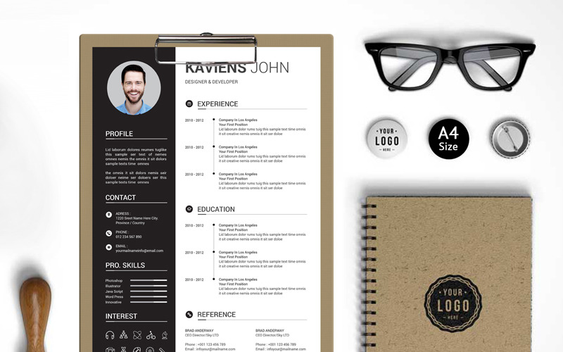 Download Резюме "Kaviens John Resume Template" / Kaviens John Resume Template - Резюме на тему графика resume cv clean creative word infographic modern professional student mac pages manager template bankers doctors job seekers