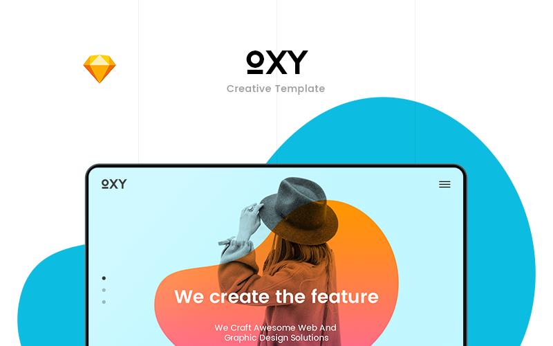 Download Sketch шаблон "Oxy Creative Sketch Template" / Oxy Creative Sketch Template - Sketch шаблон на тему графика creative portfolio template theme modern website agency studio team sketch ux ui trendy gradient spot simple landing minimalist