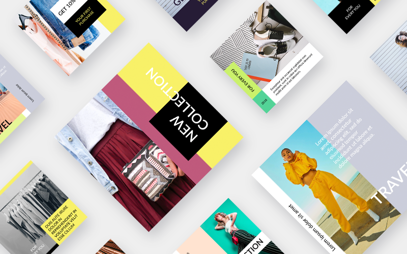 Download Шаблон для соцсетей "Palette  Kit Social Media Template" / Palette  Kit Social Media Template - Шаблон для соцсетей на тему графика instagram facebook blog fashion magazine store shop business trendy simple colorful lifestyle typography post smm modern stylish