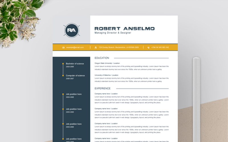Download Резюме "Robert Anselmo Resume Template" / Robert Anselmo Resume Template - Резюме на тему графика resume template cv clean modern a4 doc elegant indesign infographic professional creative design minimal pages portfolio word us letter