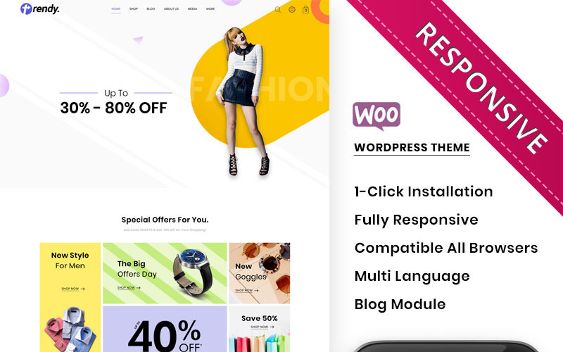 Trendy: el tema adaptable de WooCommerce de la tienda de moda