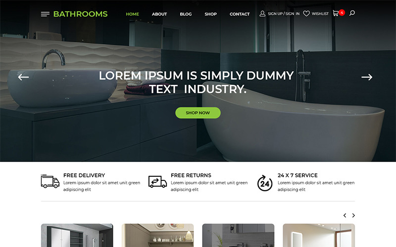 Download PSD шаблон "Bathrooms- Bathroom Remodeling PSD Template" / Bathrooms- Bathroom Remodeling PSD Template - PSD шаблон на тему графика bathroom remodeling template theme psd photoshop