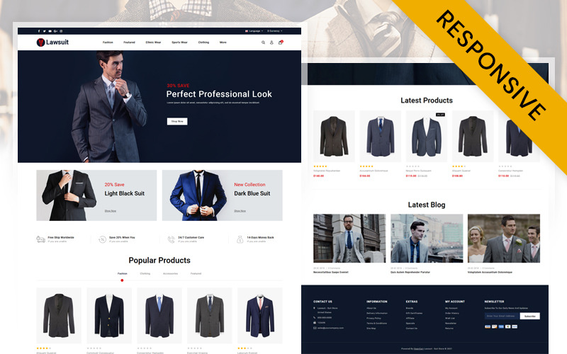 Causa legale - Modello reattivo OpenCart del negozio di abiti