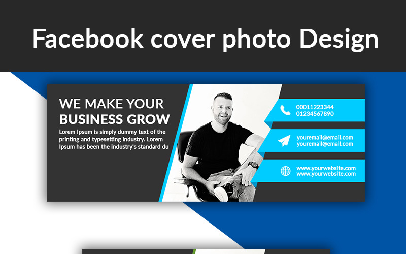 Download Шаблон для соцсетей "Facebook Cover Photo Design Social Media Template" / Facebook Cover Photo Design Social Media Template - Шаблон для соцсетей на тему графика business timeline corporate coupon cover page creative discount facebook facebook timeline cover fb flat design followers free general banner facebook-cover-photo